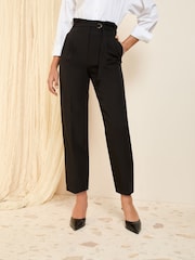 Friends Like These Black Petite Tapered Belted Tailored Trousers - Image 2 of 5