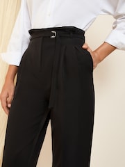 Friends Like These Black Petite Tapered Belted Tailored Trousers - Image 3 of 5
