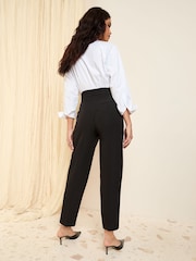Friends Like These Black Petite Tapered Belted Tailored Trousers - Image 4 of 5