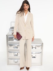 Friends Like These Neutral Petite Boyfriend Premium Tailored Blazer - Image 2 of 5