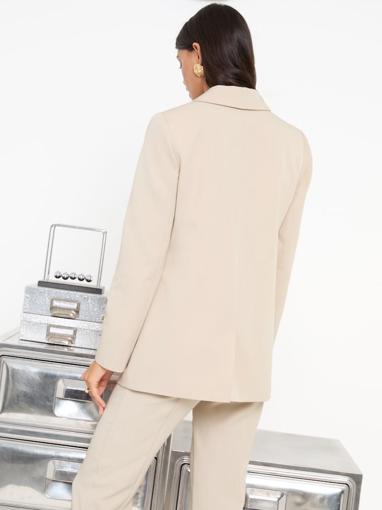 Friends Like These Neutral Petite Boyfriend Premium Tailored Blazer - Image 5 of 5