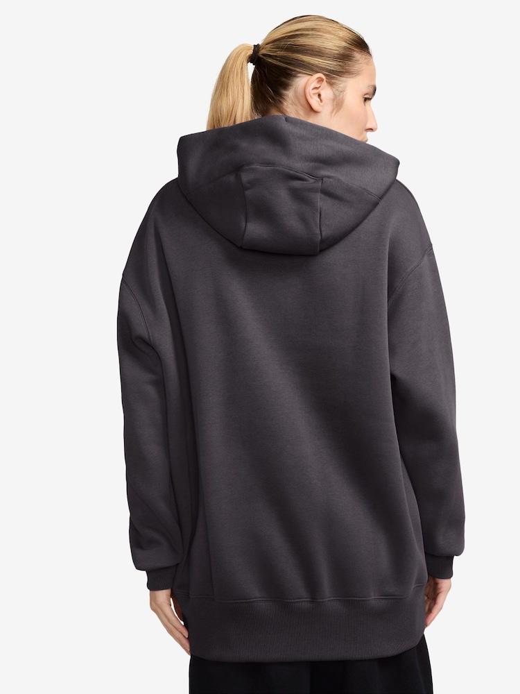 Nike Thunder Grey Oversized Mini Sportswear Phoenix Fleece Swoosh Pullover Hoodie - Image 2 of 3