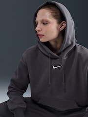 Nike Thunder Grey Oversized Mini Sportswear Phoenix Fleece Swoosh Pullover Hoodie - Image 5 of 5