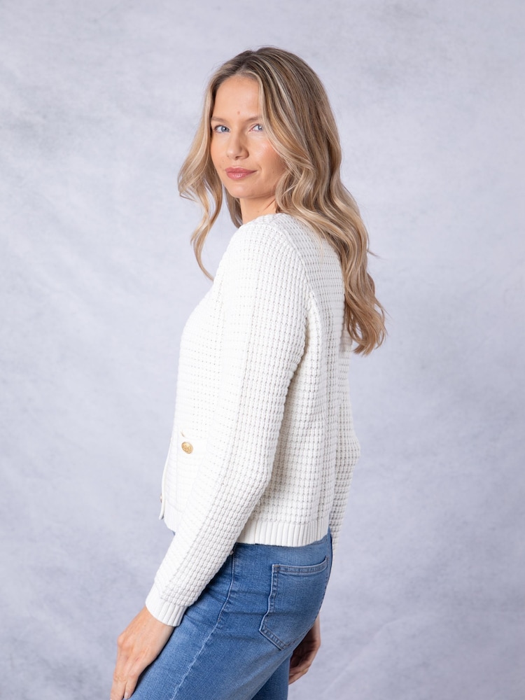 Lakeland Clothing Beverley Knitted White Cardigan - Image 5 of 9