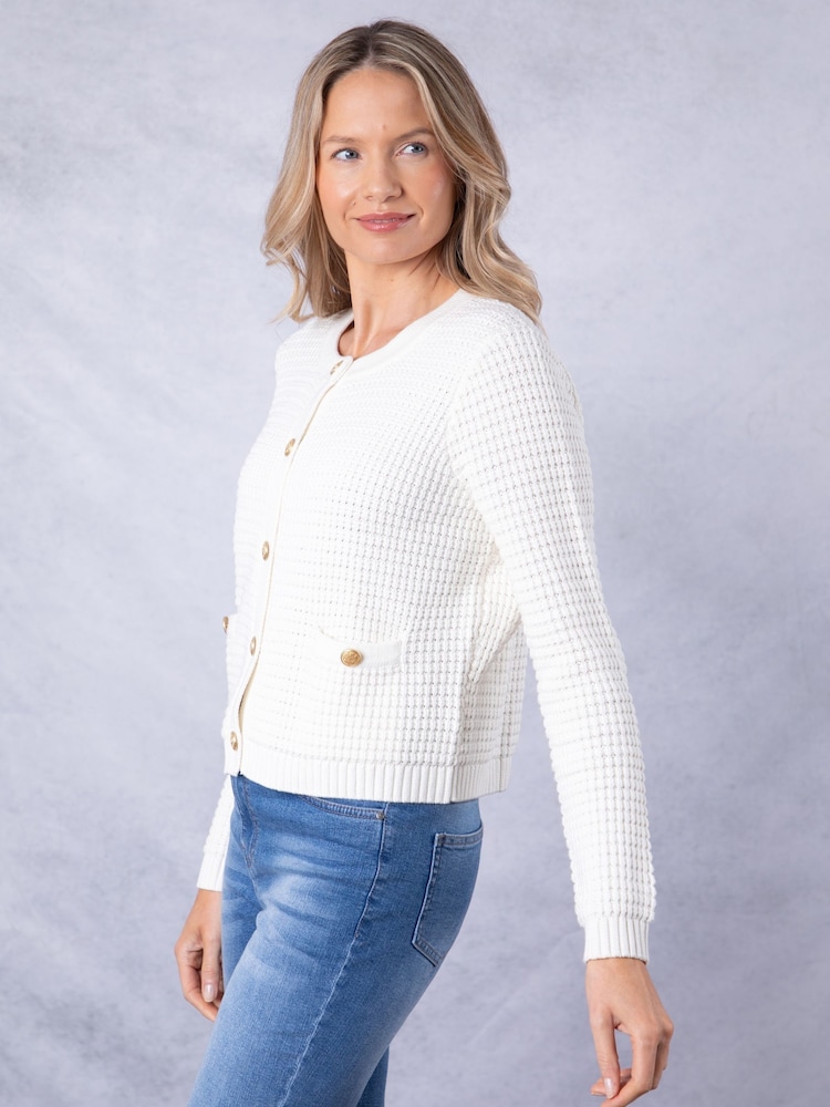 Lakeland Clothing Beverley Knitted White Cardigan - Image 6 of 9