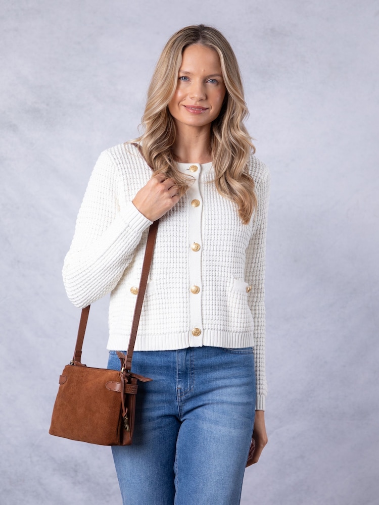 Lakeland Clothing Beverley Knitted White Cardigan - Image 8 of 9