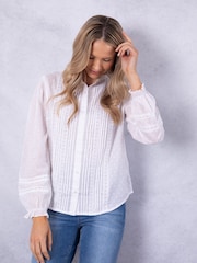 Lakeland Clothing Prairie Long Sleeve 100% Cotton White Blouse - Image 6 of 9