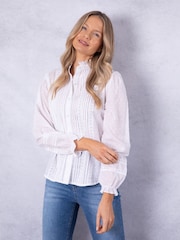 Lakeland Clothing Prairie Long Sleeve 100% Cotton White Blouse - Image 9 of 9