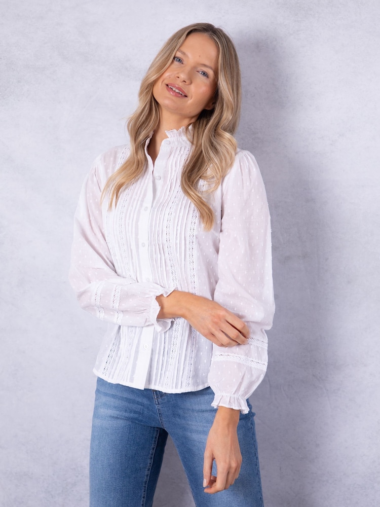 Lakeland Clothing Prairie Long Sleeve 100% Cotton White Blouse - Image 9 of 9