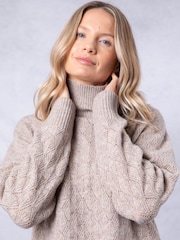 Lakeland Clothing Nude Arleigh Knitted Funnel Neck Jumper - Image 2 of 9