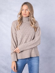 Lakeland Clothing Nude Arleigh Knitted Funnel Neck Jumper - Image 3 of 9