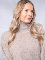 Lakeland Clothing Nude Arleigh Knitted Funnel Neck Jumper - Image 5 of 9