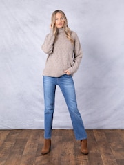 Lakeland Clothing Nude Arleigh Knitted Funnel Neck Jumper - Image 7 of 9