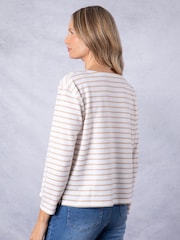 Lakeland Clothing Nude Everly Striped Long Sleeve 100% Cotton Top - Image 4 of 6