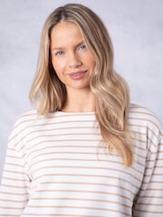 Lakeland Clothing Nude Everly Striped Long Sleeve 100% Cotton Top - Image 5 of 6