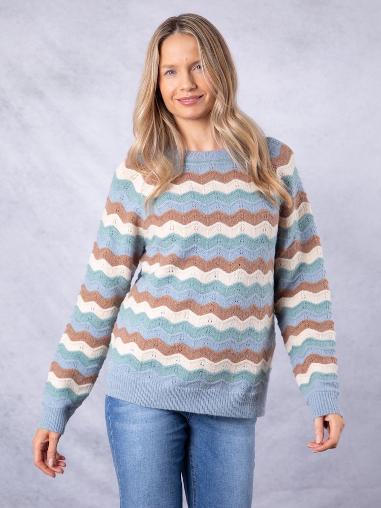 Lakeland Clothing Blue Lily Striped Jumper - Image 3 of 8