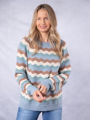 Lakeland Clothing Blue Lily Striped Jumper - Image 4 of 8