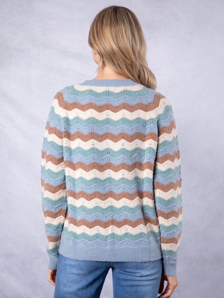 Lakeland Clothing Blue Lily Striped Jumper - Image 5 of 8