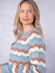 Lakeland Clothing Blue Lily Striped Jumper - Image 6 of 8