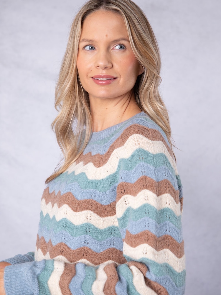 Lakeland Clothing Blue Lily Striped Jumper - Image 6 of 8