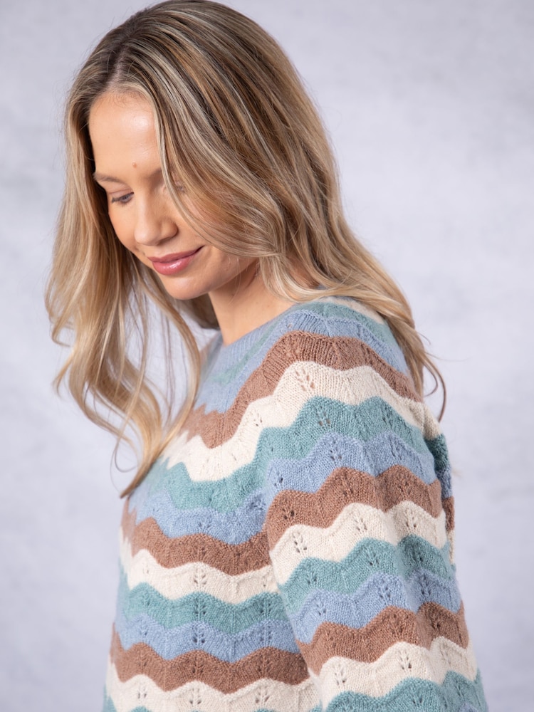 Lakeland Clothing Blue Lily Striped Jumper - Image 7 of 8