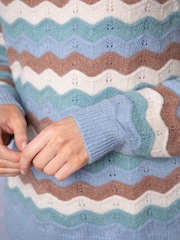 Lakeland Clothing Blue Lily Striped Jumper - Image 8 of 8