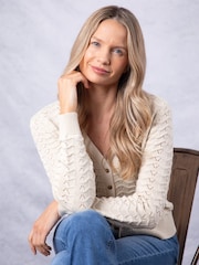Lakeland Clothing Cream Marigold Pointelle Crochet Cardigan - Image 1 of 9