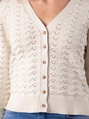 Lakeland Clothing Cream Marigold Pointelle Crochet Cardigan - Image 9 of 9
