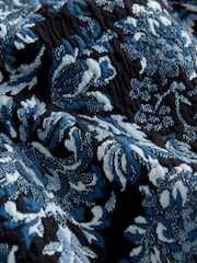 Navy Blue Floral Jersey Jacquard Long-Sleeve Mini Shirt Dress - Image 7 of 7