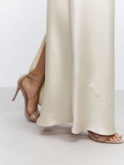 Champagne Gold Bridesmaid Satin Cowl Neck V-Back Maxi Dress - Image 6 of 6