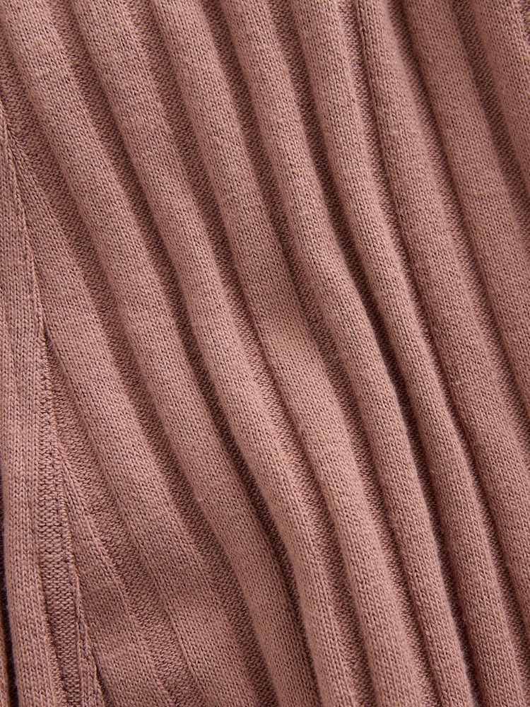 Chocolate marrom - Mini Ribbed Long Sleeve Scoop Neck Dress - Imagem 6 de 6
