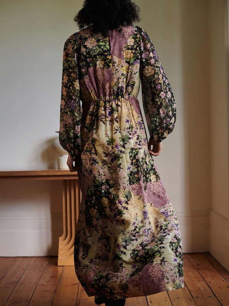 blue dress for baby girl Bohemian V-Neck Floral Maxi Dress main image 1