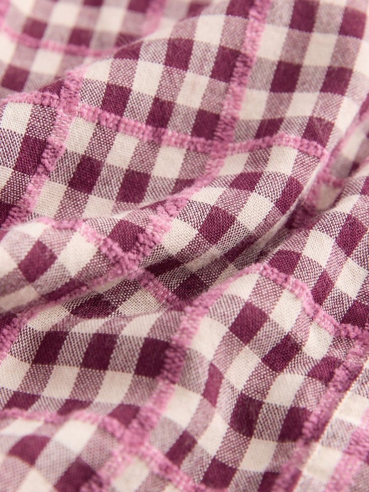 Red/White Check Collar Tie Waist Mini Shirt Dress - Image 2 of 2