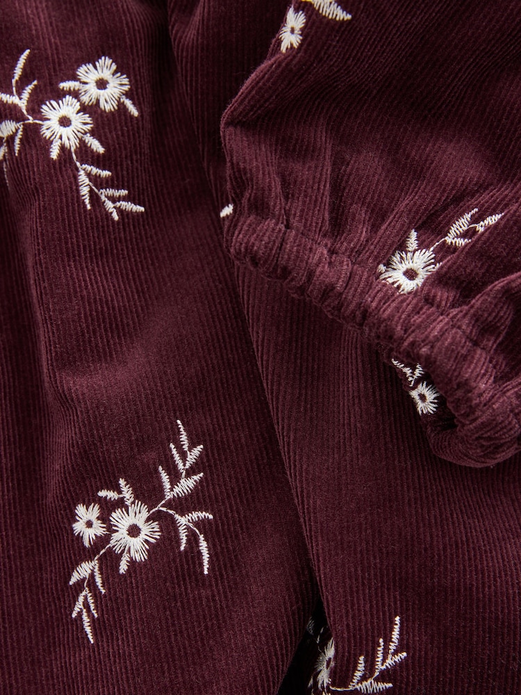 Borgonha Vermelho/Branco Floral - Vestido mini de manga comprida com cordão - Imagem 3 de 3