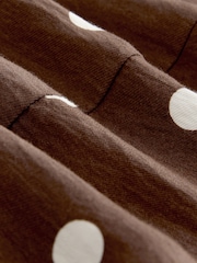 Choclate Brown & White Spot Long Sleeve Midi Shirt Dress - Image 9 of 9