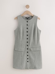 Mono Check Sleeveless Button Down Pinny Dress - Image 1 of 3