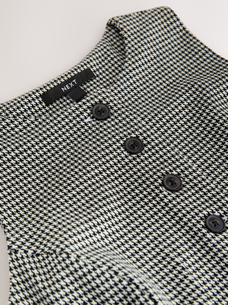 Mono Check Sleeveless Button Down Pinny Dress - Image 3 of 3