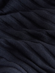 Navy Blue Mini Ribbed Long Sleeve Scoop Neck Dress - Image 7 of 7