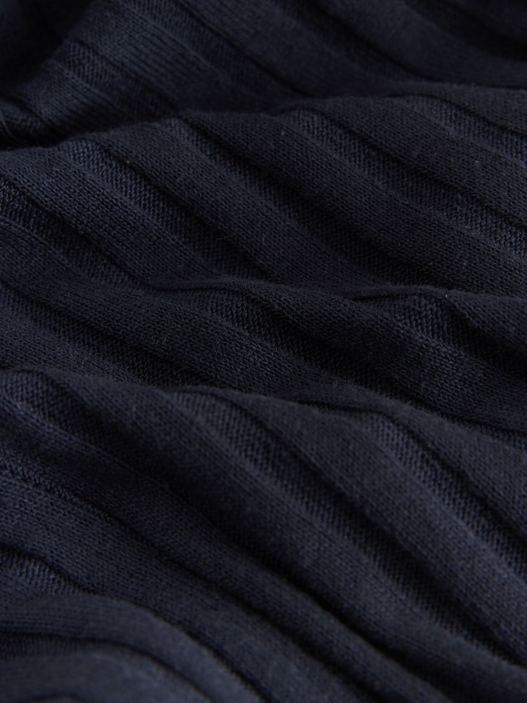 Navy Blue Mini Ribbed Long Sleeve Scoop Neck Dress - Image 7 of 7 Navy Blue Mini Ribbed Long Sleeve Scoop Neck Dress - Image 7 of 7