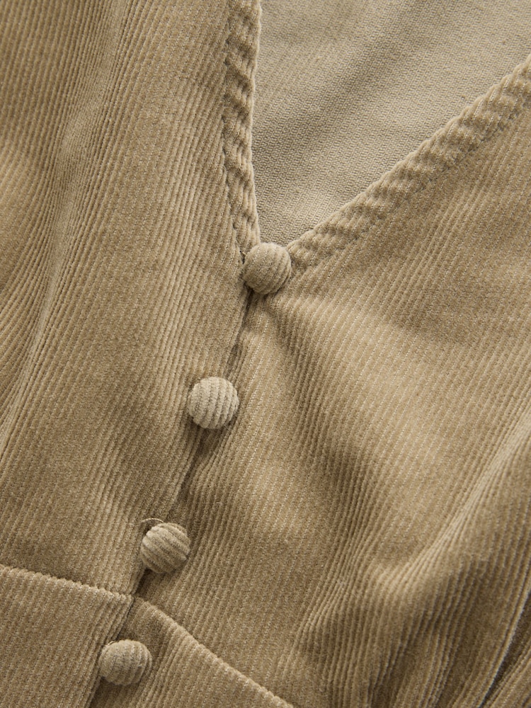 Verde cáqui - Vestido mini de manga comprida com cordão - Imagem 2 de 4
