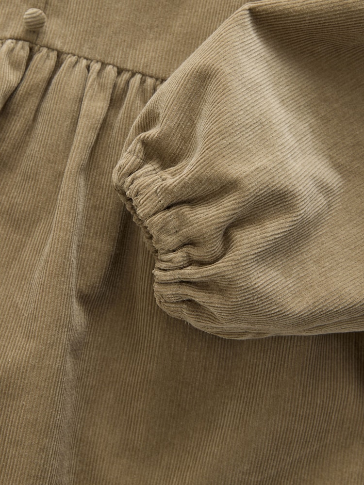 Khaki Green Mini Cord Long Sleeve Dress - Image 7 of 7