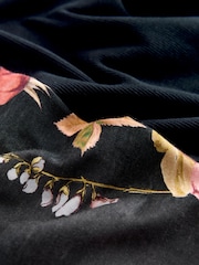 Black Floral Cotton Rib Vest Short Set Pyjamas - Image 2 of 3