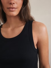 Black Floral Cotton Rib Vest Short Set Pyjamas - Image 4 of 8