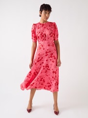 LK Bennett Pink Petite Jem Desert Rose & Rio Viscose Wildflower Tea Dress - Image 1 of 5