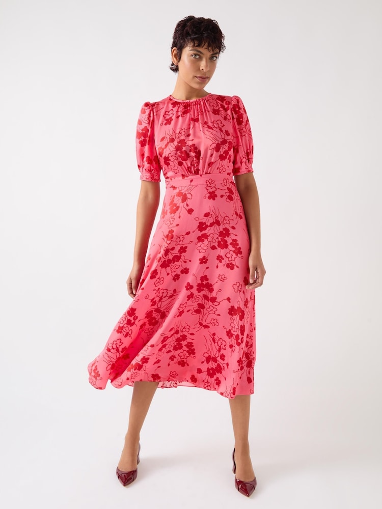 LK Bennett Pink Petite Jem Desert Rose & Rio Viscose Wildflower Tea Dress - Image 1 of 5