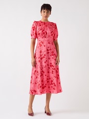 LK Bennett Pink Petite Jem Desert Rose & Rio Viscose Wildflower Tea Dress - Image 2 of 5