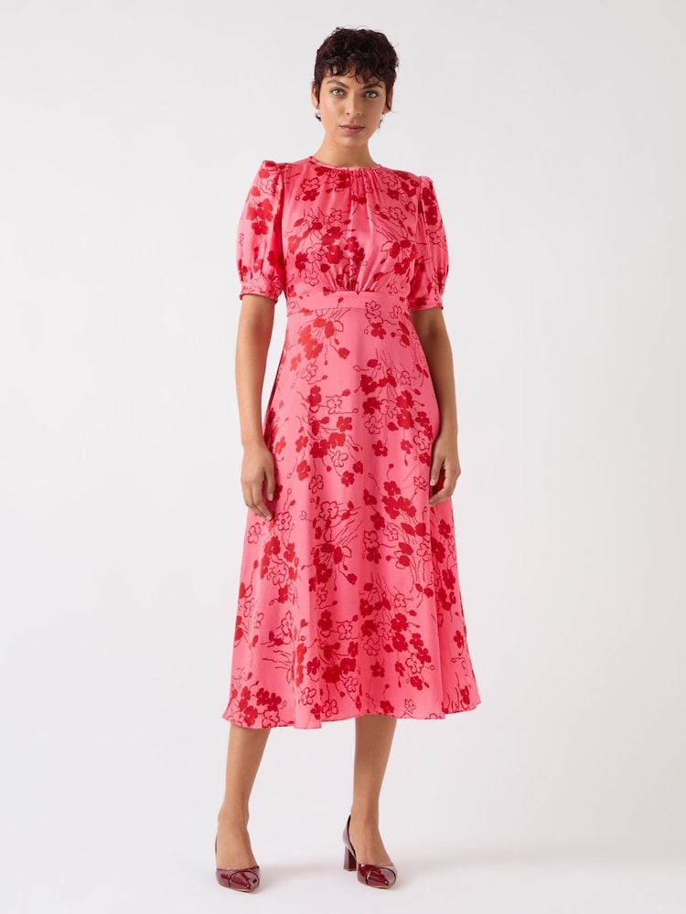 LK Bennett Pink Petite Jem Desert Rose & Rio Viscose Wildflower Tea Dress - Image 2 of 5