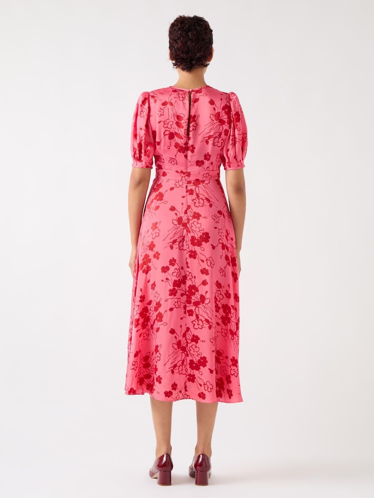 LK Bennett Pink Petite Jem Desert Rose & Rio Viscose Wildflower Tea Dress - Image 4 of 5