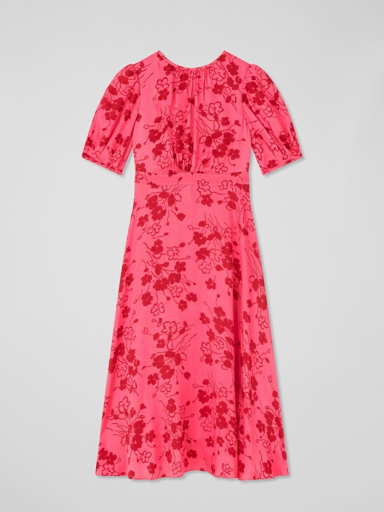 LK Bennett Pink Petite Jem Desert Rose & Rio Viscose Wildflower Tea Dress - Image 5 of 5