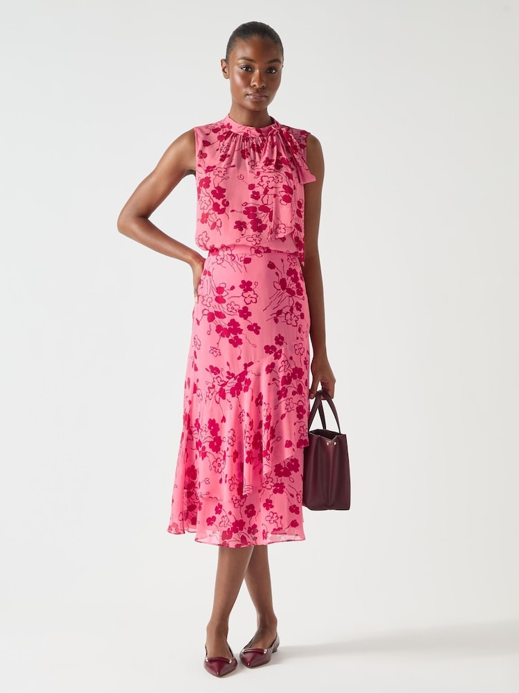 LK Bennett Rhoda Desert and Rio Viscose Wildflower Bow Blouse - Imagen 1 de 4